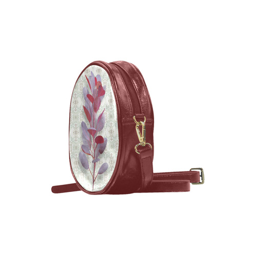 Red plant watercolor Round Sling Bag (Model 1647)
