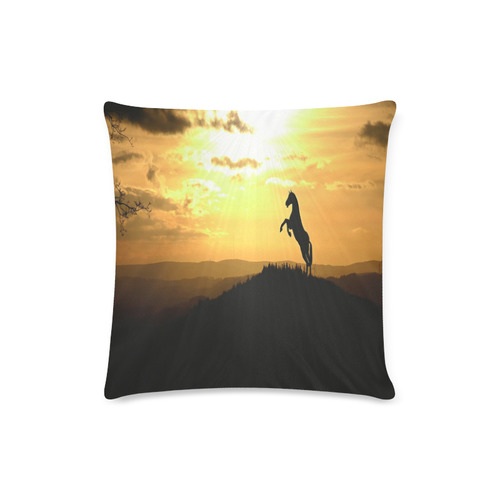 Sunset Horse Silhouette Custom Zippered Pillow Case 16"x16"(Twin Sides)
