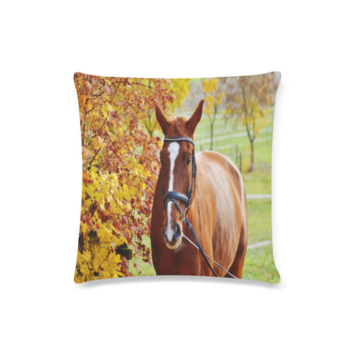 Autumn Horse Custom Zippered Pillow Case 16"x16"(Twin Sides)