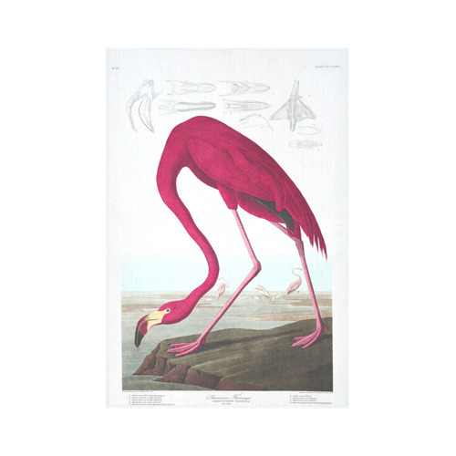 American Flamingo John James Audubon Cotton Linen Wall Tapestry 60"x 90"