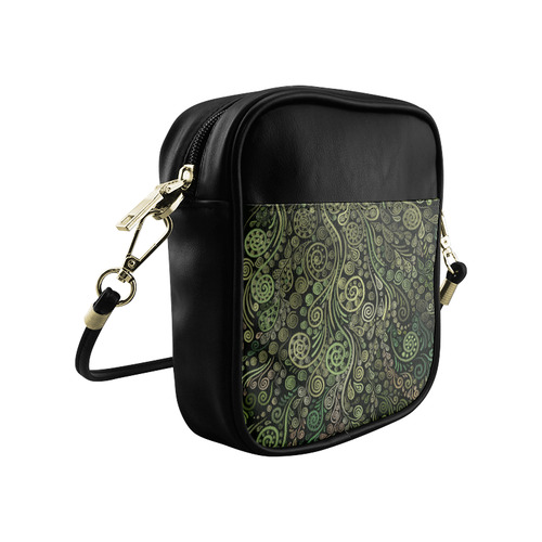 3D Ornaments -Fantasy Tree, green on black Sling Bag (Model 1627)