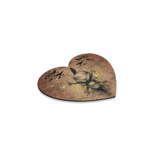 The scary skull with crow Heart Coaster