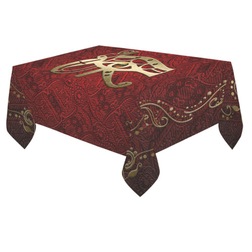 The all seeing eye in gold and red Cotton Linen Tablecloth 60"x 84"