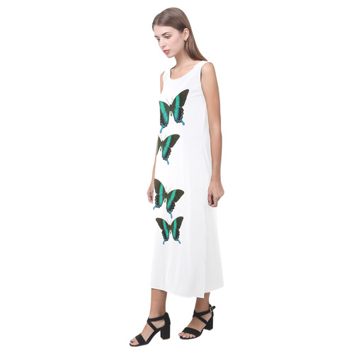 Papilio blumei butterflies painting Phaedra Sleeveless Open Fork Long Dress (Model D08)