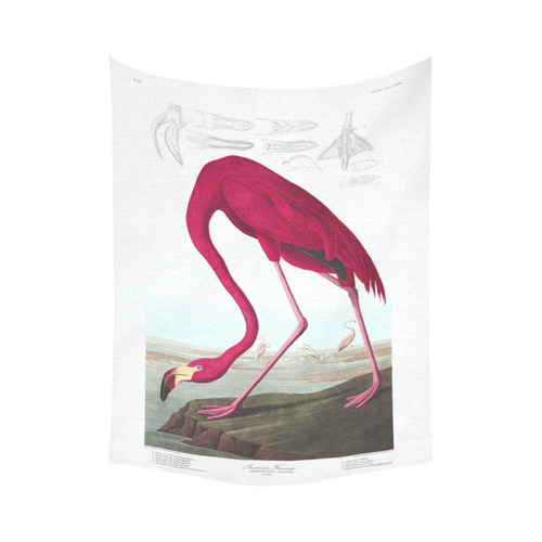 American Flamingo John James Audubon Cotton Linen Wall Tapestry 60"x 80"