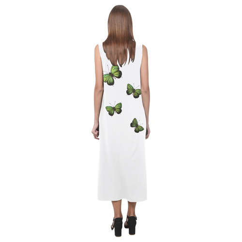 Arhopala horsfield butterflies painting Phaedra Sleeveless Open Fork Long Dress (Model D08)