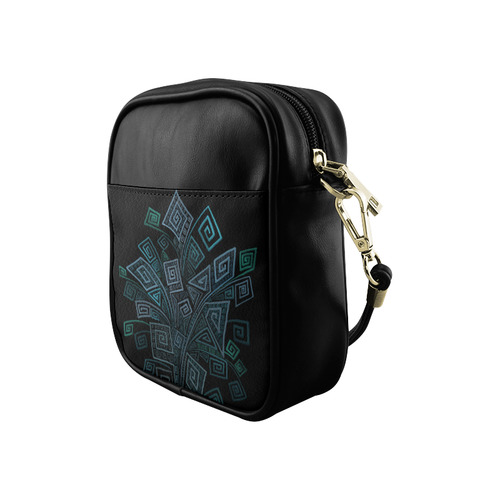 3D Psychedelic Abstract Square Spirals Sling Bag (Model 1627)