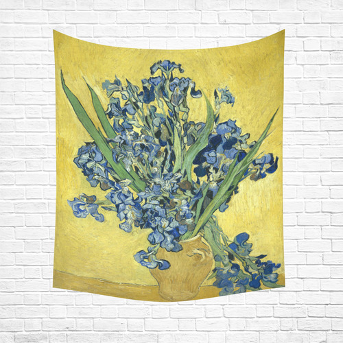 Van Gogh Irises Yellow Background Cotton Linen Wall Tapestry 51"x 60"
