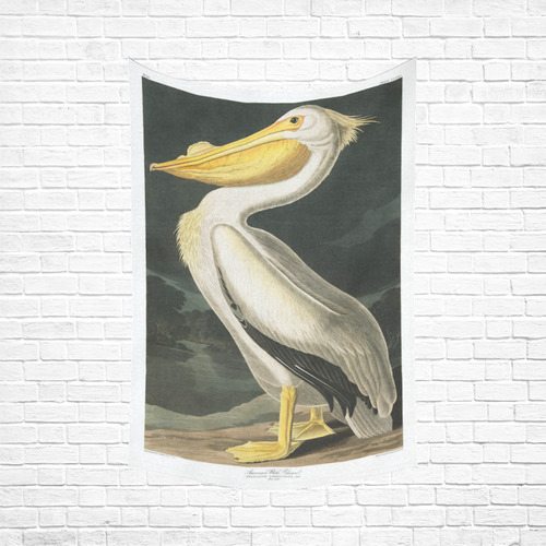 Audubon American White Pelican Cotton Linen Wall Tapestry 60"x 90"