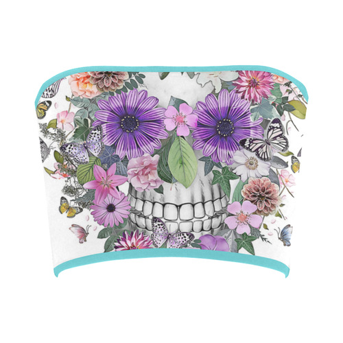 flower skull pink, orange,violett Bandeau Top