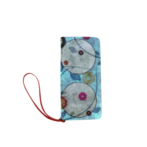 MELANGE OF BLUE and ROSE-W-13_ Women's Clutch Wallet (Model 1637)