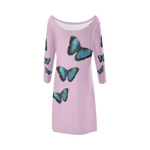 Morpho hyacintus butterflies painting Bateau A-Line Skirt (D21)