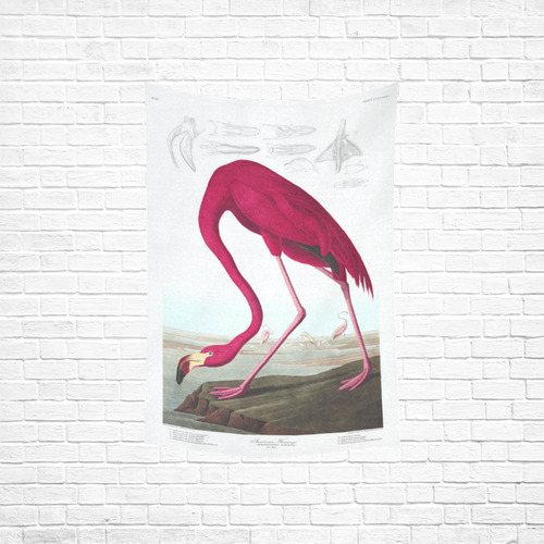 American Flamingo John James Audubon Cotton Linen Wall Tapestry 40"x 60"
