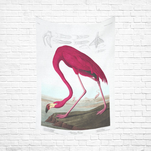 American Flamingo John James Audubon Cotton Linen Wall Tapestry 60"x 90"