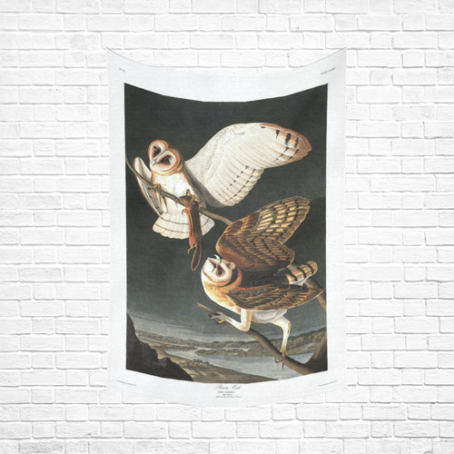 Barn Owl Audubon Fine Nature Art Cotton Linen Wall Tapestry 60"x 90"