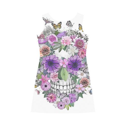 flower skull pink, orange,violett Bateau A-Line Skirt (D21)