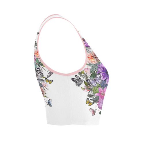 flower skull pink, orange,violett Women's Crop Top (Model T42)