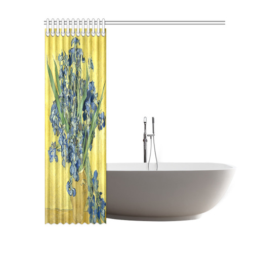 Van Gogh Irises Yellow Background Shower Curtain 60"x72"