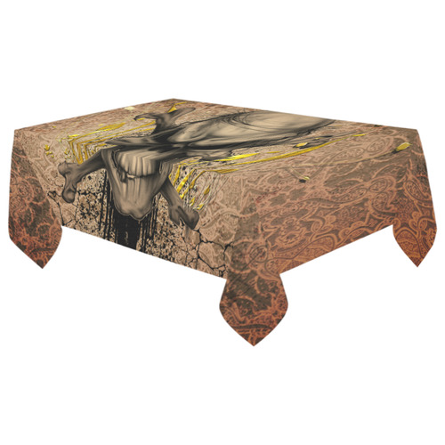 The scary skull with crow Cotton Linen Tablecloth 60"x 104"