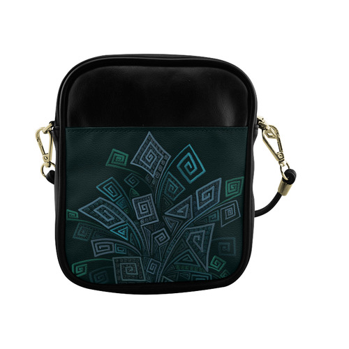 3D Psychedelic Abstract Square Spirals Explosion Sling Bag (Model 1627)