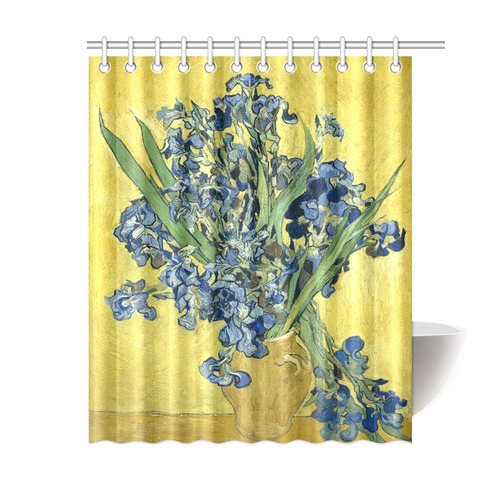 Van Gogh Irises Yellow Background Shower Curtain 60"x72"