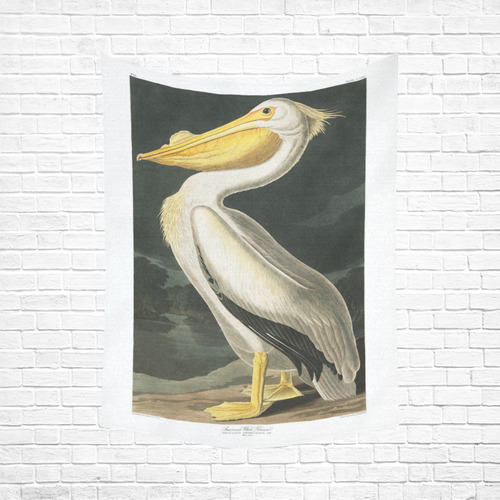 Audubon American White Pelican Cotton Linen Wall Tapestry 60"x 80"