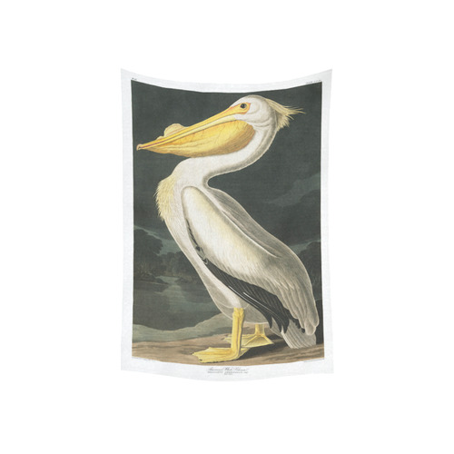 Audubon American White Pelican Cotton Linen Wall Tapestry 40"x 60"