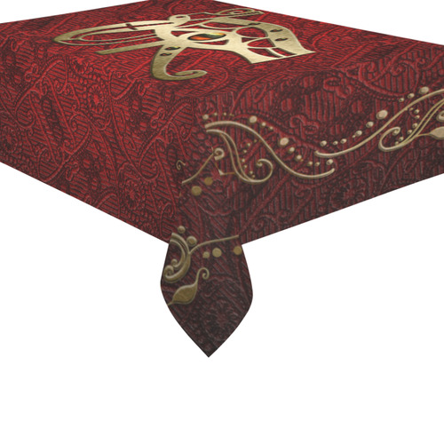 The all seeing eye in gold and red Cotton Linen Tablecloth 60"x 84"