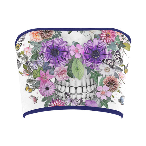 flower skull pink, orange,violett Bandeau Top