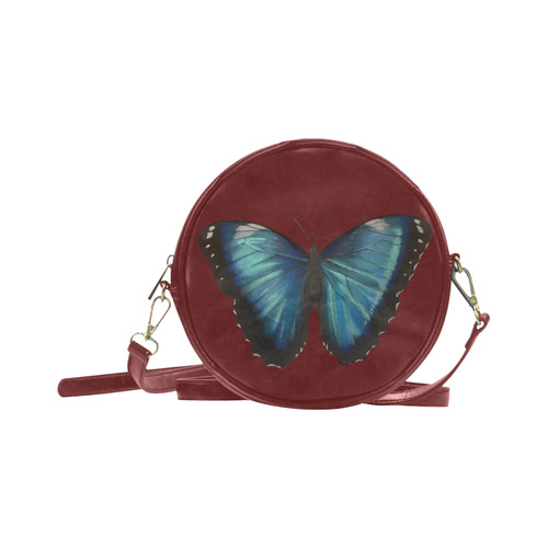 Morpho hyacintus butterflies painting Round Sling Bag (Model 1647)