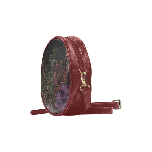 Psychedelic 3D Rose Abstract Round Sling Bag (Model 1647)