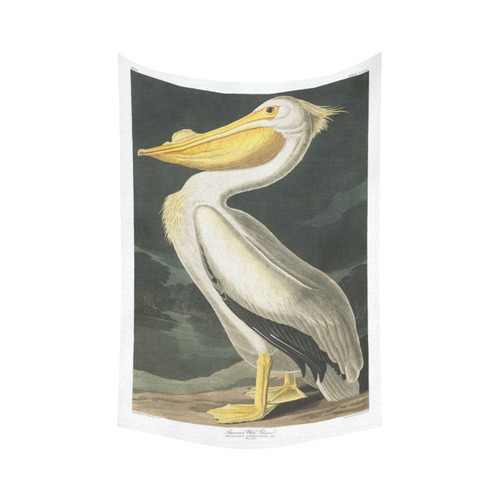 Audubon American White Pelican Cotton Linen Wall Tapestry 60"x 90"