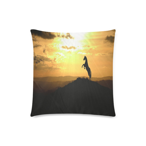 Sunset Horse Silhouette Custom Zippered Pillow Case 18"x18"(Twin Sides)