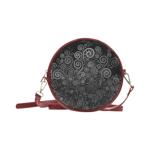 3D Black and White Rose Round Sling Bag (Model 1647)