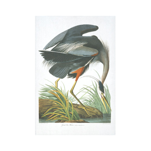 Audubon Great Blue Heron Nature Bird Cotton Linen Wall Tapestry 60"x 90"