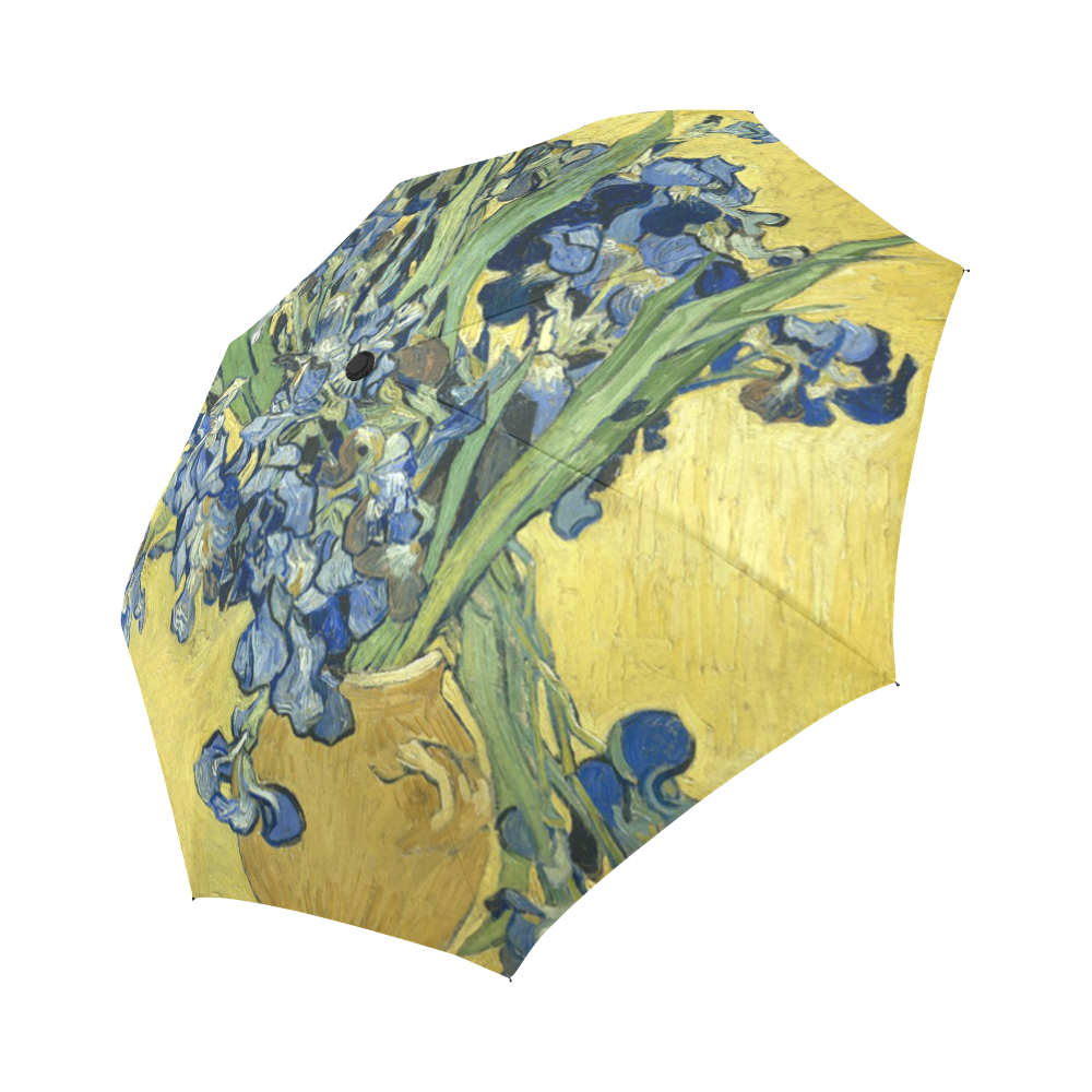 Van Gogh Irises Yellow Background AutoFoldable Umbrella (Model U04
