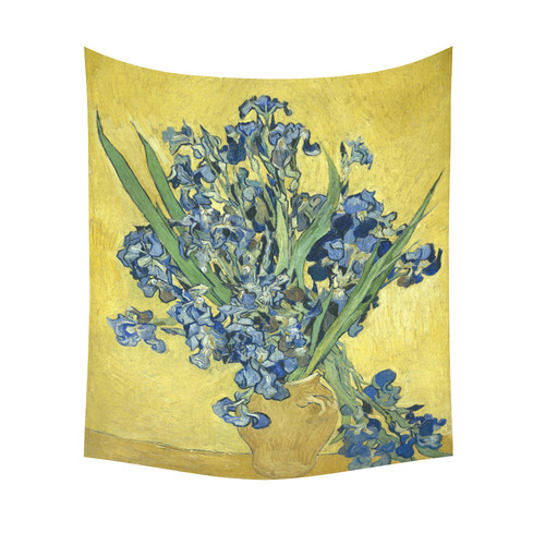 Van Gogh Irises Yellow Background Cotton Linen Wall Tapestry 51"x 60"