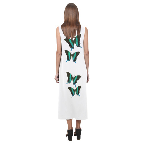 Papilio blumei butterflies painting Phaedra Sleeveless Open Fork Long Dress (Model D08)
