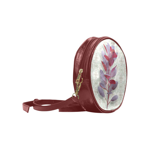 Red plant watercolor Round Sling Bag (Model 1647)