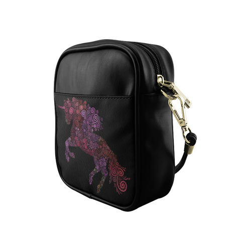 3d Floral Psychedelic Unicorn Sling Bag (Model 1627)