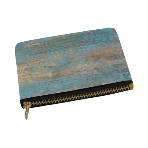 Rustic Wood  Blue Weathered Peeling Paint Carry-All Pouch 12.5''x8.5''