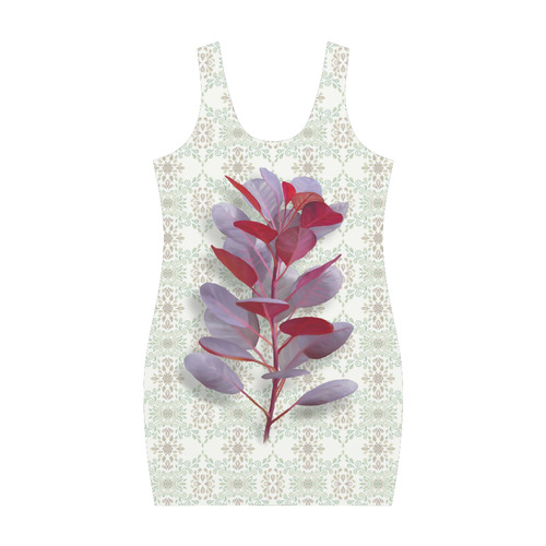 Red plant watercolor Medea Vest Dress (Model D06)