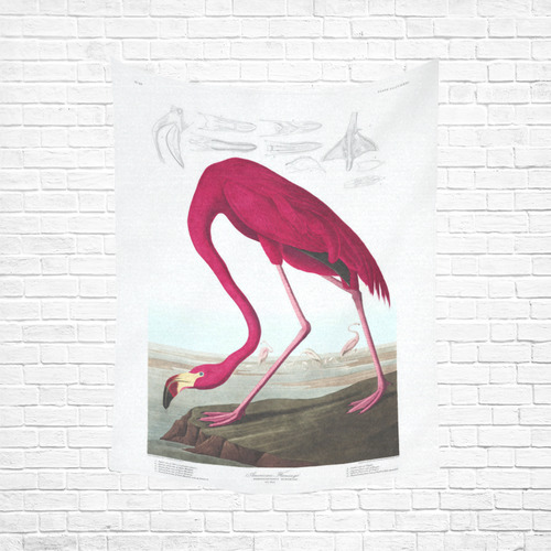 American Flamingo John James Audubon Cotton Linen Wall Tapestry 60"x 80"