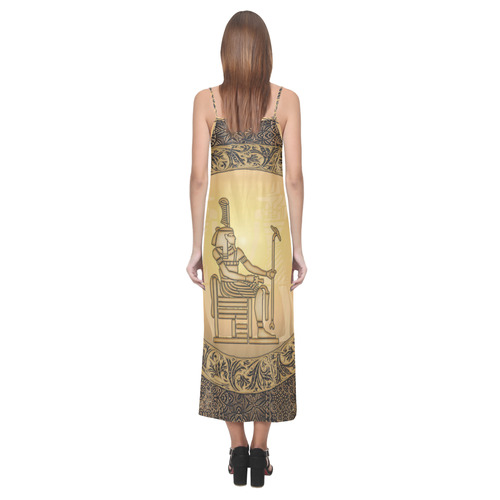 Agyptian sign V-Neck Open Fork Long Dress(Model D18)