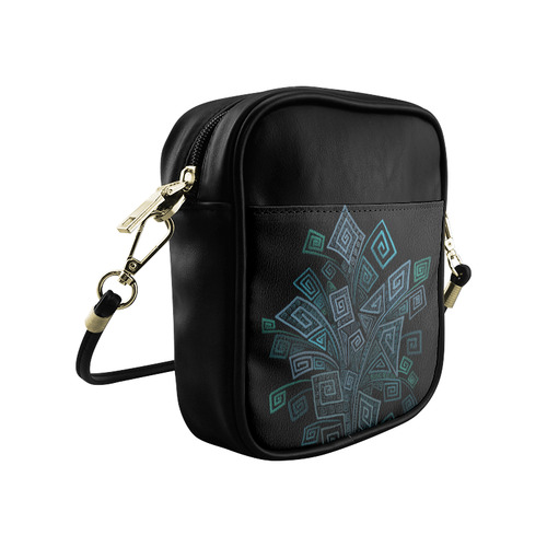 3D Psychedelic Abstract Square Spirals Sling Bag (Model 1627)