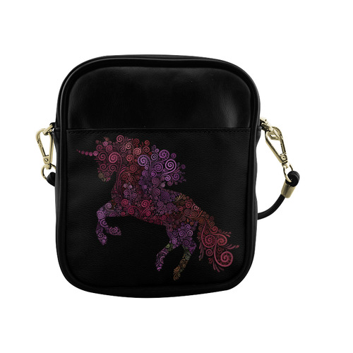 3d Floral Psychedelic Unicorn Sling Bag (Model 1627)