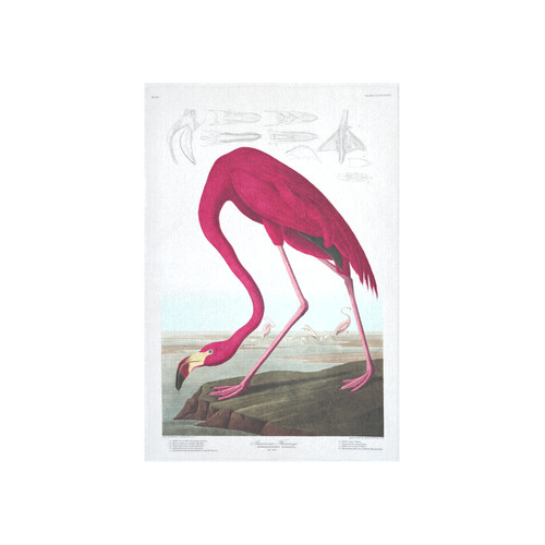 American Flamingo John James Audubon Cotton Linen Wall Tapestry 40"x 60"