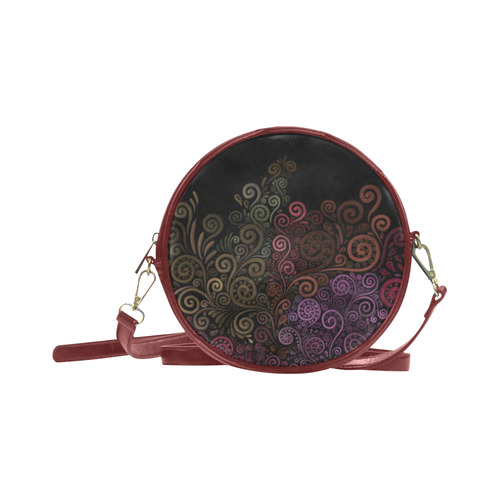 Psychedelic 3D Rose Abstract Round Sling Bag (Model 1647)