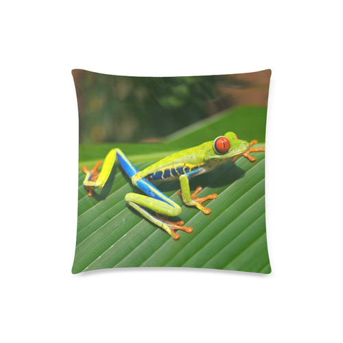Tropical Rainforest green red-eyed Tree Frog Custom Zippered Pillow Case 18"x18" (one side)