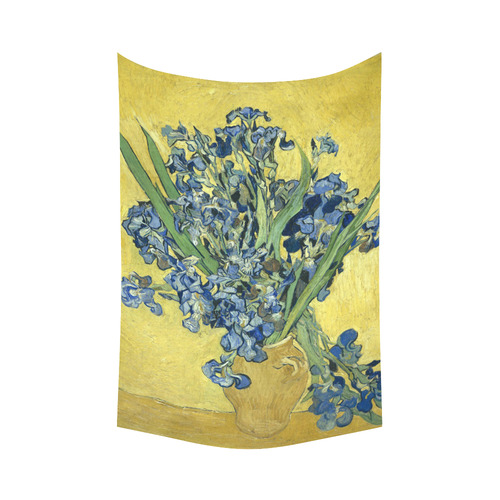 Van Gogh Irises Yellow Background Cotton Linen Wall Tapestry 60"x 90"